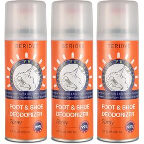 BERlOVE Shoe Deodorizer Spray - Foot Odor Elimination for feet Long-Lasting for Men & Women Shoe Odor Spray for Gym, Sneakers & Work Boots 3PCS in Kuwait
