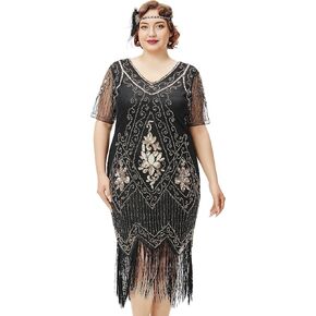 BABEYOND Great Gatsby Dresses for Women Plus Size Cocktail Dress 1920s Flapper Costume for Women Red and Black in Kuwait