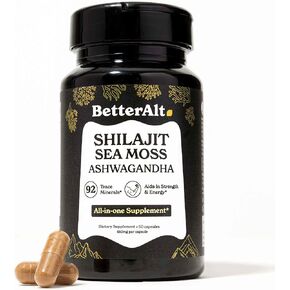 Shiljait All في كبسولة واحدة مع Seamoss & Ashwagandha | يساعد في بناء العضلات والانتعاش | 120 كبسولات | اختبر مختبر الطرف الثالث نقي الهيمالايا شيلاجيت in Kuwait