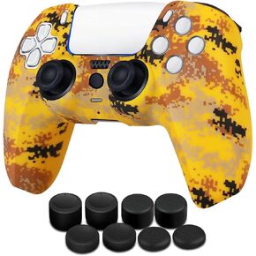 TNP Controller Cover Skin Case + 8 Thumb Grips Set Compatible with Sony PS5 PlayStation 5 - Protective Soft Silicone Gel & Anti-Slip Stick Caps Accessories for Video Games Gamepad (US Dollar) in Kuwait