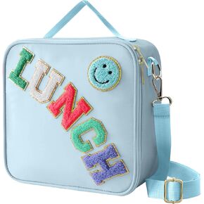 حقيبة غداء معزولة مع حزام كتف قابل للتعديل ، صندوق غداء نايلون بريبي كبير حقيبة الغداء المعزولة معاد إعادة الاستخدام مع حقيبة غداء مبتسم بريبي للفتيات المدارس سفر النزهة (Rosy Red) in Kuwait