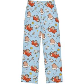 Cartoon Capybara Pilot Blue Cute Pajama Pants, Soft Sleepwear Lounge Pants Pajama Pj Bottoms for 6-14 Years in Saudi Arabia