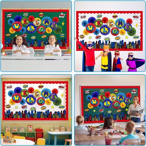Super Threat Hero Classroom Bulletin Board Theleds 3D Hero Cityscape Salsings Cetouts Paper Well Relains Back Class -Chraft Craft For Back to School Risterergarten elextral exalboard decor in Saudi Arabia