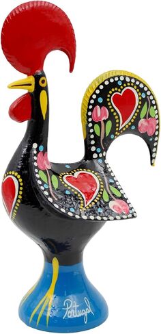 10" Traditional Hand-Painted Portuguese Good Luck Rooster Galo Barcelos Metal Figurine - Made in Portugal, Symbol of Good Luck & Prosperity - Collectible Souvenir (Green) in Saudi Arabia