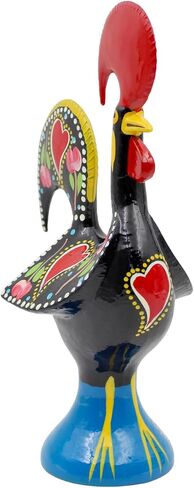 10" Traditional Hand-Painted Portuguese Good Luck Rooster Galo Barcelos Metal Figurine - Made in Portugal, Symbol of Good Luck & Prosperity - Collectible Souvenir (Green) in Saudi Arabia