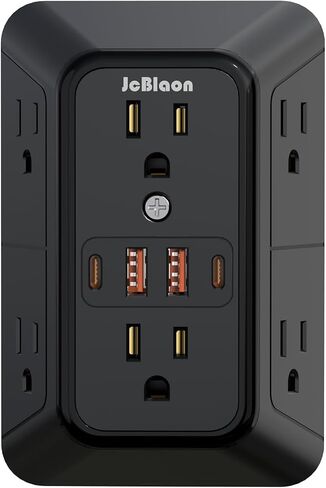 Outlet Extender Surge Protector - 6 Outlet Splitter with 4 USB Ports (2 USB C), Multiple Plug Expander Wall Charger, 3 Sided Multi Plug Wall Adapter Power Strip for Home Office Kitchen Travel in Saudi Arabia