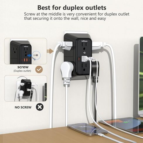Outlet Extender Surge Protector - 6 Outlet Splitter with 4 USB Ports (2 USB C), Multiple Plug Expander Wall Charger, 3 Sided Multi Plug Wall Adapter Power Strip for Home Office Kitchen Travel in Saudi Arabia