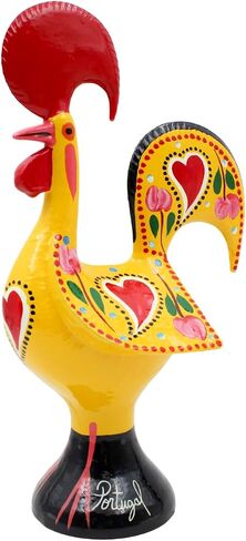 10" Traditional Hand-Painted Portuguese Good Luck Rooster Galo Barcelos Metal Figurine - Made in Portugal, Symbol of Good Luck & Prosperity - Collectible Souvenir (Green) in Saudi Arabia