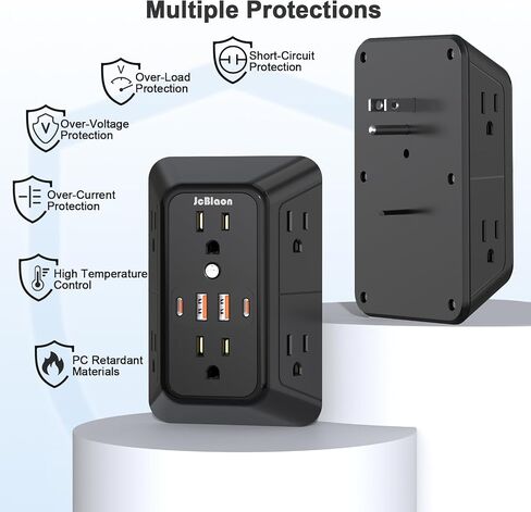 Outlet Extender Surge Protector - 6 Outlet Splitter with 4 USB Ports (2 USB C), Multiple Plug Expander Wall Charger, 3 Sided Multi Plug Wall Adapter Power Strip for Home Office Kitchen Travel in Saudi Arabia