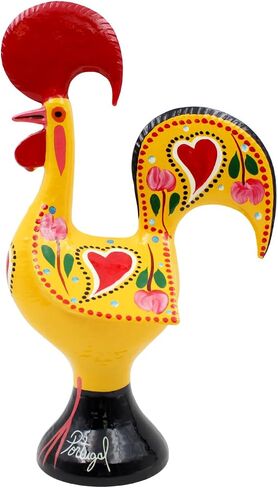 10" Traditional Hand-Painted Portuguese Good Luck Rooster Galo Barcelos Metal Figurine - Made in Portugal, Symbol of Good Luck & Prosperity - Collectible Souvenir (Green) in Saudi Arabia