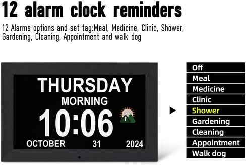 WiFi Digtial Wall Clock,Desk Clock with Weather Temperature Humidify,10 Day Weather Forecast,Weather Station with Digital Calendar and Dementia Alarm clockx for Seniors.(Black, 7 inches) in Saudi Arabia