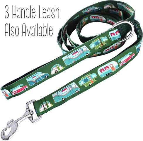 Fashion Tote Waste Bag Holder - Dog Poop Bag Dispenser With Clip - Bottom Dispensing For One-Handed Use - Clips on Leash - RV Campers on Red - Handmade by Green Acorn Kitchen in Kuwait