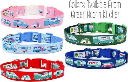 Fashion Tote Waste Bag Holder - Dog Poop Bag Dispenser With Clip - Bottom Dispensing For One-Handed Use - Clips on Leash - RV Campers on Red - Handmade by Green Acorn Kitchen in Kuwait