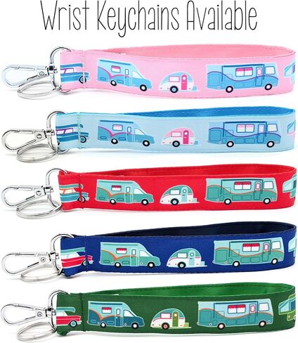 Fashion Tote Waste Bag Holder - Dog Poop Bag Dispenser With Clip - Bottom Dispensing For One-Handed Use - Clips on Leash - RV Campers on Red - Handmade by Green Acorn Kitchen in Kuwait