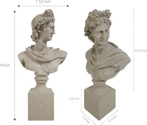 Apollo of The Belvedere Bust Sculpture, Greek Pythian Apollo Statuette, Sandstone Sculpted Figure, 14 x 7.5 x 3.25 Inches in Saudi Arabia