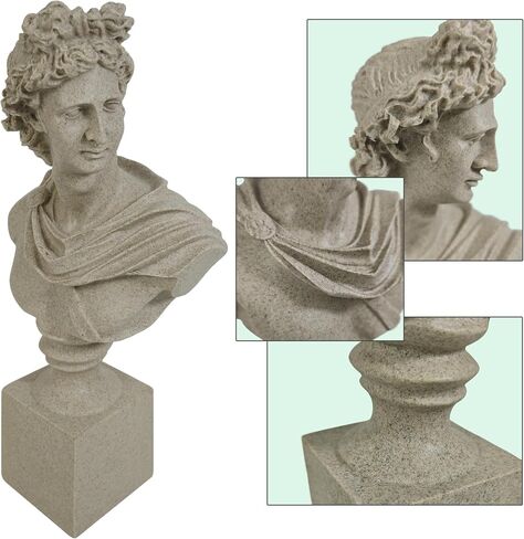 Apollo of The Belvedere Bust Sculpture, Greek Pythian Apollo Statuette, Sandstone Sculpted Figure, 14 x 7.5 x 3.25 Inches in Saudi Arabia