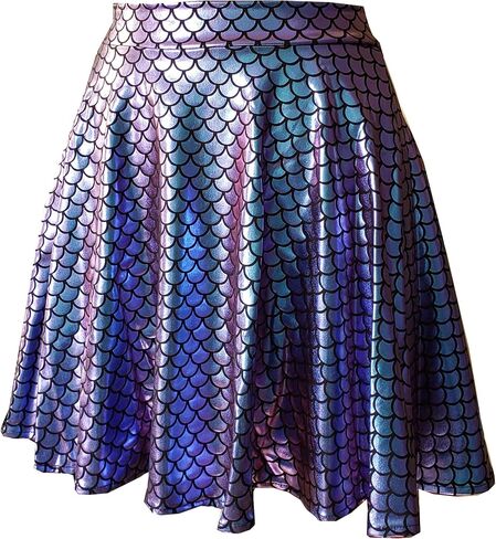 pinda Rave Bottoms Outfits Iridescent Mermaid Party Supplies Holographic High Waisted Flare Skater Skirt in Saudi Arabia