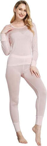 Viamulion Women's Pure Mulberry Silk Knitted Thermal Underwear Set in Saudi Arabia