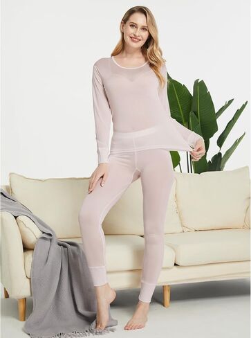 Viamulion Women's Pure Mulberry Silk Knitted Thermal Underwear Set in Saudi Arabia