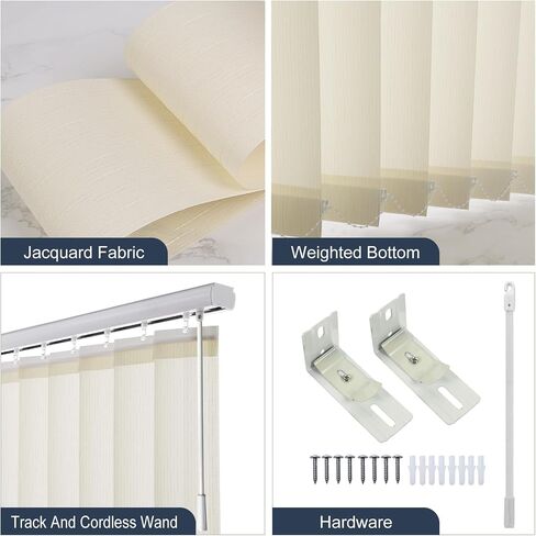 Cordless Vertical Window Blinds Shades for Home, Good for Big Windows, Sliding Glass Doors, Room Divider, Filter The Light into Room by Turn The Slat, White in Saudi Arabia