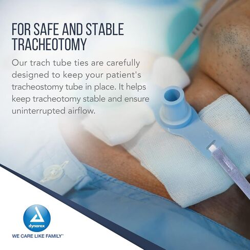 Dynarex Comfort-Foam Tracheostomy Tube Holder - with Soft Foam Tube Padding & Secure Hook & Loop Closure, Supports & Stabilizes Airflow - Tracheostomy Supplies - Box of 12 (Large) in Saudi Arabia