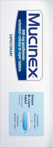 Mucinex 12 ساعة 600 ملغ من أجهزة Guaifenesin الممتدة للإصدار لتخفيف المخاط الزائد ، ومساعدات المُقنّع ، الإيدز على إزالة المخاط الزائدة ، وتخفيف احتقان الصدر ، و 100 أقراص ثنائية الطبقة in Saudi Arabia
