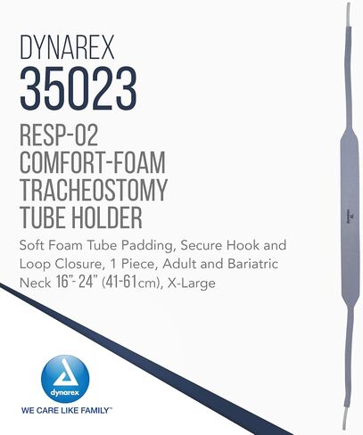 Dynarex Comfort-Foam Tracheostomy Tube Holder - with Soft Foam Tube Padding & Secure Hook & Loop Closure, Supports & Stabilizes Airflow - Tracheostomy Supplies - Box of 12 (Large) in Saudi Arabia
