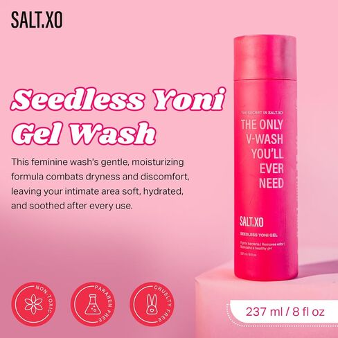 SALT.XO غسل جل يوني بلا بذرة ، غسل أنثوي مع الخيار المنعش والألوة فيرا ، جل العناية الحميمة العضوية للنساء ، توازن الأس الهيدروجيني الخامس خالية من القسوة ، منتجات النظافة الأنثوية (8 أونصة فلوريدا) in Saudi Arabia