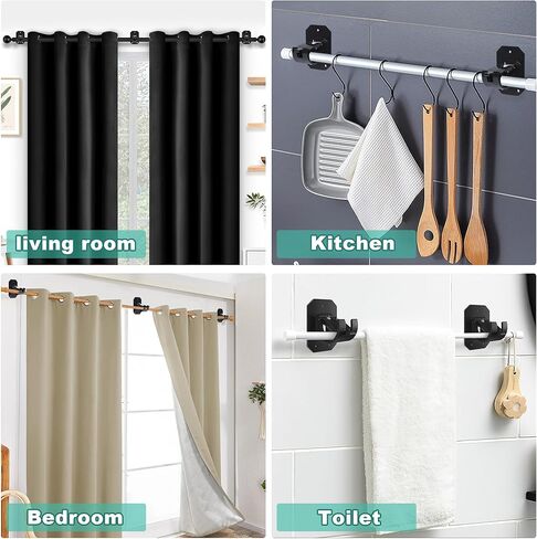 2pcs لا أقواس قضيب ستارة الحفر ، حاملي قضبان الستار لا حفر ، خطافات قضيب الستارة اللاصقة ، شماعات الستار القابلة للتعديل خالية من الأظافر ، لوكينستين مثقبة in Kuwait