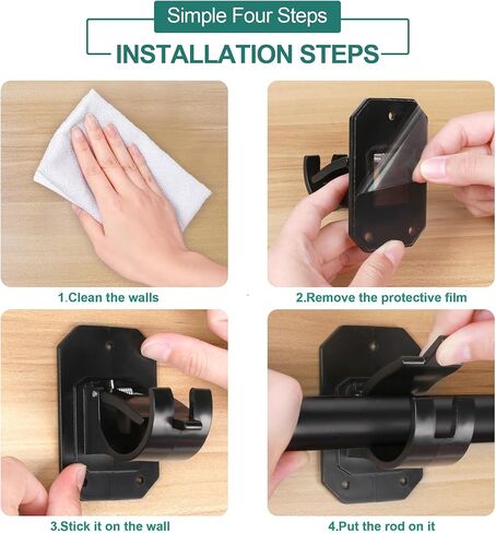 2pcs لا أقواس قضيب ستارة الحفر ، حاملي قضبان الستار لا حفر ، خطافات قضيب الستارة اللاصقة ، شماعات الستار القابلة للتعديل خالية من الأظافر ، لوكينستين مثقبة in Kuwait