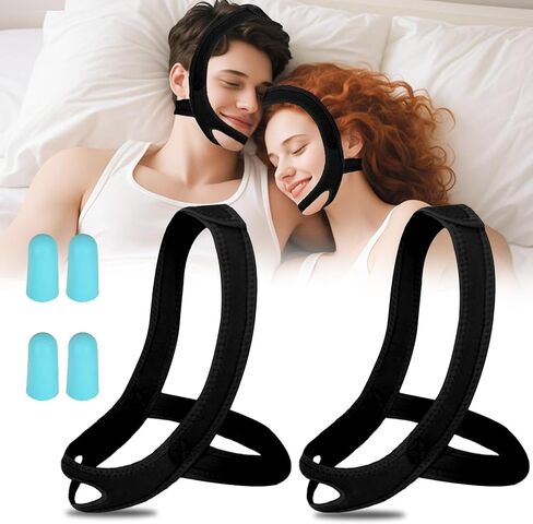 Anti Snoring Chin Strap for Sleeping, 2 Pack Adjustable Jaw Support Strap to Keep Mouth Closed, Soft Snoring Solution for Men Women, Stops Snoring Dry Mouth, Comfort Fit Nighttime Sleeping Aid in Kuwait