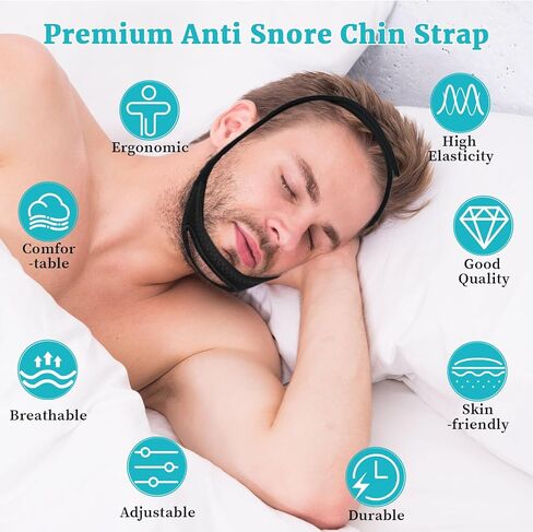 Anti Snoring Chin Strap for Sleeping, 2 Pack Adjustable Jaw Support Strap to Keep Mouth Closed, Soft Snoring Solution for Men Women, Stops Snoring Dry Mouth, Comfort Fit Nighttime Sleeping Aid in Kuwait