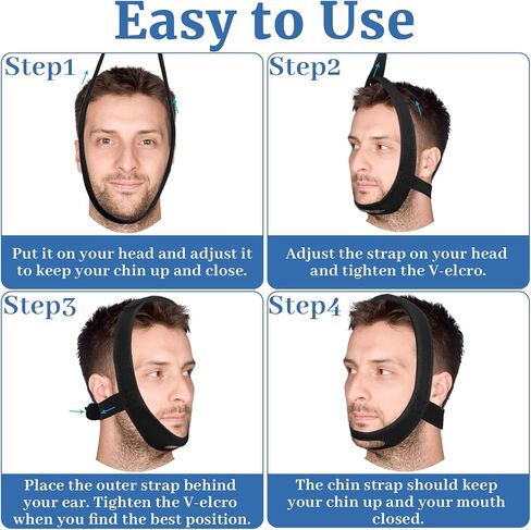 Anti Snoring Chin Strap for Sleeping, 2 Pack Adjustable Jaw Support Strap to Keep Mouth Closed, Soft Snoring Solution for Men Women, Stops Snoring Dry Mouth, Comfort Fit Nighttime Sleeping Aid in Kuwait