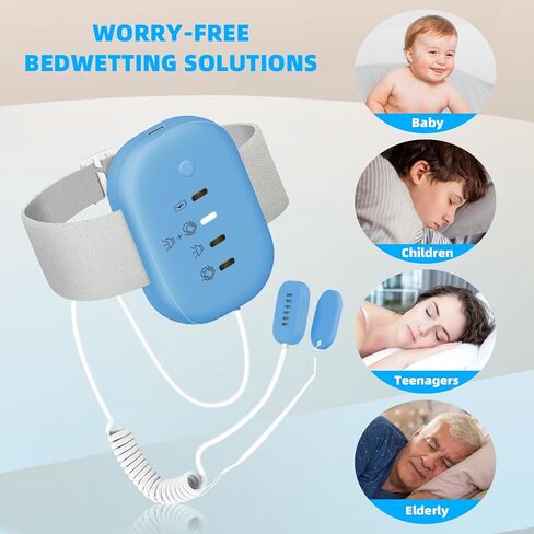 إنذار ترطيب السرير للبنين والبنات: USB قابلة لإعادة الشحن ، 3 أوضاع تذكير ، إنذارات في التغلب على مراسك مع مستشعر حساسية عالي ، صوت عالٍ واهتزاز قوي ، حل مثبت لتوترات الفراش (الأزرق) in Kuwait
