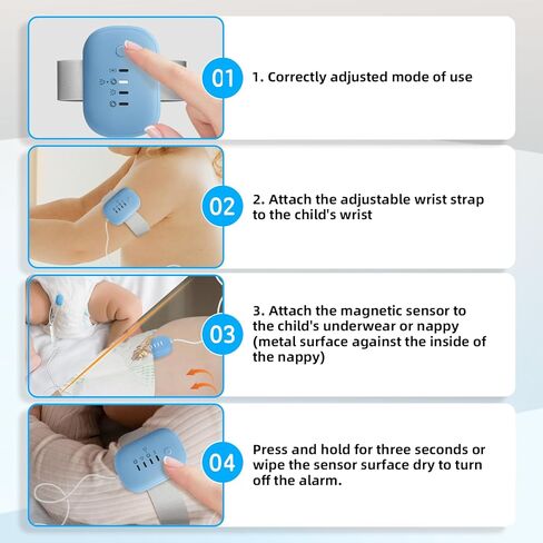 إنذار ترطيب السرير للبنين والبنات: USB قابلة لإعادة الشحن ، 3 أوضاع تذكير ، إنذارات في التغلب على مراسك مع مستشعر حساسية عالي ، صوت عالٍ واهتزاز قوي ، حل مثبت لتوترات الفراش (الأزرق) in Kuwait