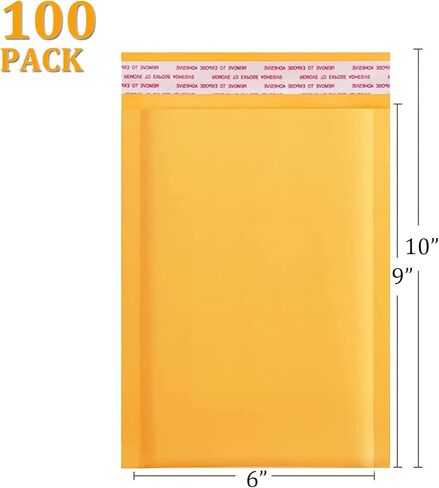FCLMHD Kraft Bubble Mailers 50 حزمة 4 × 8 بوصة، مظاريف مبطنة صفراء، عبوات بريدية للأعمال الصغيرة، أكياس شحن بريدية كبيرة مقاومة للتمزق ذاتية الغلق لمستلزمات مكياج المجوهرات (50 قطعة 4 × 8) in Kuwait