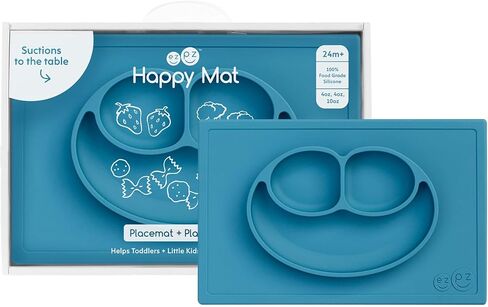 ezpz Happy Mat (Blush) New Version - 100% Silicone Suction Plate with Built-in Placemat for Toddlers + Preschoolers - Divided Plate - Dishwasher Safe - 24 Months+ in Kuwait