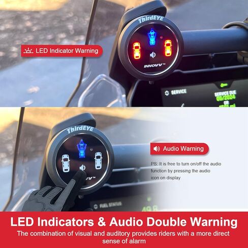 ThirdEYE Motorcycle Blind Spot System with Voice and Indicators Alert, Waterproof Moto Assistant System, Detect Hazards from Side & Rear Line for Motorcycle/Bicycle/E-Bike(Mirror Version) in Saudi Arabia