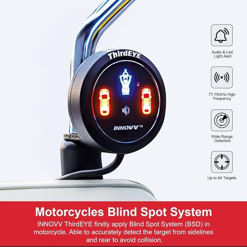 ThirdEYE Motorcycle Blind Spot System with Voice and Indicators Alert, Waterproof Moto Assistant System, Detect Hazards from Side & Rear Line for Motorcycle/Bicycle/E-Bike(Mirror Version) in Saudi Arabia