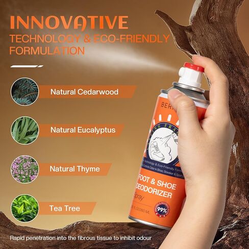 BERlOVE Shoe Deodorizer Spray - Foot Odor Elimination for feet Long-Lasting for Men & Women Shoe Odor Spray for Gym, Sneakers & Work Boots 3PCS in Kuwait