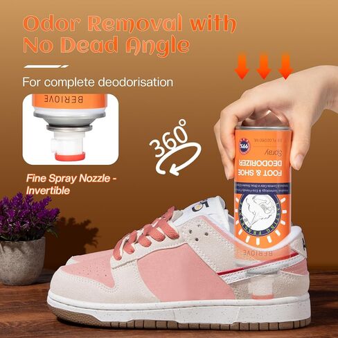 BERlOVE Shoe Deodorizer Spray - Foot Odor Elimination for feet Long-Lasting for Men & Women Shoe Odor Spray for Gym, Sneakers & Work Boots 3PCS in Kuwait
