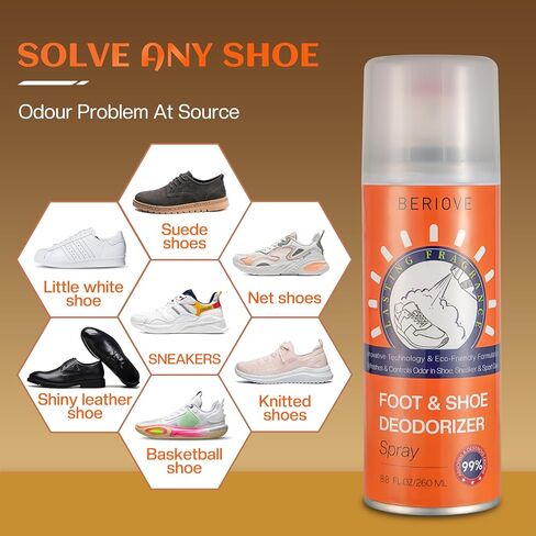 BERlOVE Shoe Deodorizer Spray - Foot Odor Elimination for feet Long-Lasting for Men & Women Shoe Odor Spray for Gym, Sneakers & Work Boots 3PCS in Kuwait