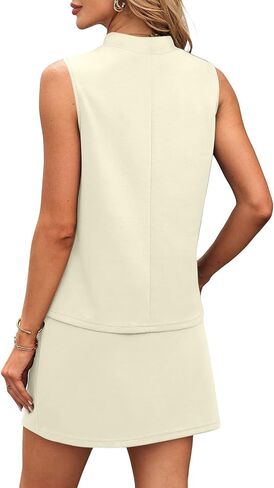 2 Piece Skirt Sets for Women Summer Beach Vacation Outfits Mock Neck Tops Drawstring Tennis Skirt Lounge Sets in Saudi Arabia