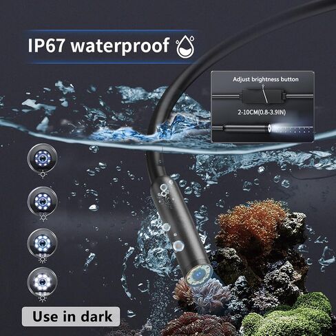 JSE Endoscope Camera with Screen, Waterproof Borescope Inspection Camera, 16.5FT Semi-Rigid Cable Snake Camera with 32GB SD Card, Adjustable High Brightness LED Lights in Saudi Arabia