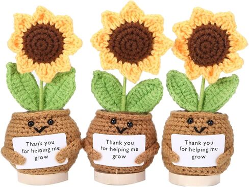 RovyFota Emotional Support Crochet, Positive Cactus with Wood Base Crochet Cactus Encouraging Card Handmade Knitted Cactus Toy Room Office Desktop Decor for Adults&Kids&Friends in Saudi Arabia