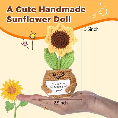 RovyFota Emotional Support Crochet, Positive Cactus with Wood Base Crochet Cactus Encouraging Card Handmade Knitted Cactus Toy Room Office Desktop Decor for Adults&Kids&Friends in Saudi Arabia