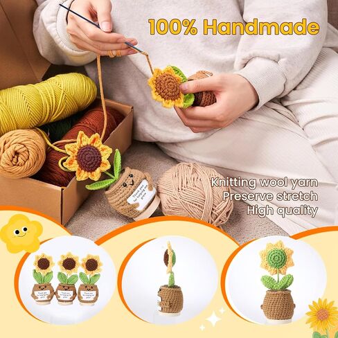 RovyFota Emotional Support Crochet, Positive Cactus with Wood Base Crochet Cactus Encouraging Card Handmade Knitted Cactus Toy Room Office Desktop Decor for Adults&Kids&Friends in Saudi Arabia