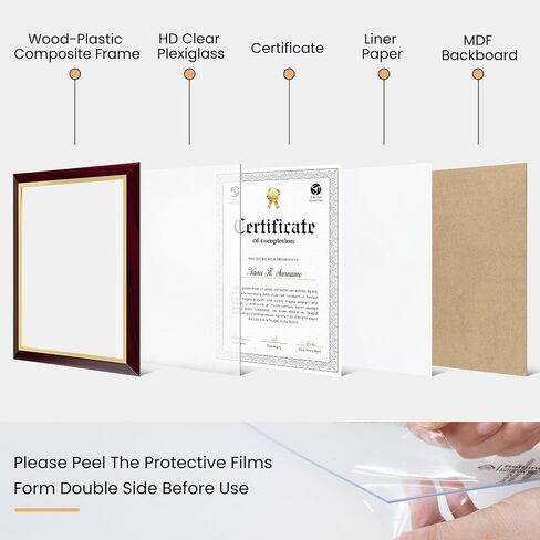 Certificate Frames 8.5 X 11 With Clear Plexiglass, Diploma Frame Document Frame For Wall Display And Tabletop, College Degree Frame, Graduation Picture Frame Brown With Gold Trim, 2 Packs in Kuwait