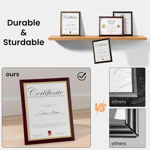 Certificate Frames 8.5 X 11 With Clear Plexiglass, Diploma Frame Document Frame For Wall Display And Tabletop, College Degree Frame, Graduation Picture Frame Brown With Gold Trim, 2 Packs in Kuwait