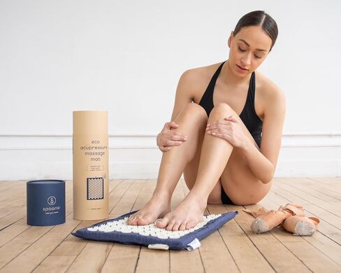 Spoonk Combo 2 Peace Acupressure Set 1 Regular Size wiht Bag and 1 Travel Size That can be Rolled in a Pillow Sleep aid, Relaxation and Muscle Relief,Made with Organic Hemp Fabric in Saudi Arabia
